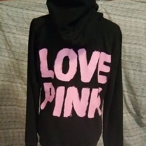 VS Pink 86'LOVE PINK Graphic Zip-Up Hoodie